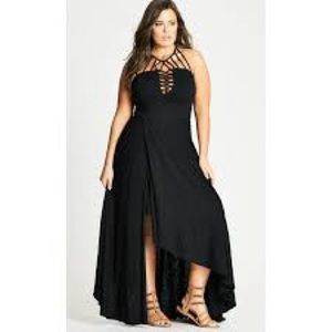 City chic asymmetric hi lo, halter dress